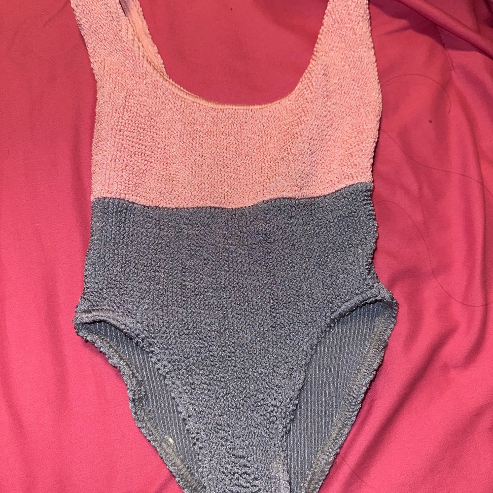 Hunza G Kids One Piece in Pink and Gray